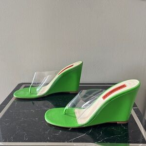 Simon Miller Bright Green Wedge Thong Sandals 9